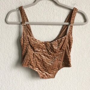 Skims Velvet Logo Bustier Corset Top Brown XS Y2K